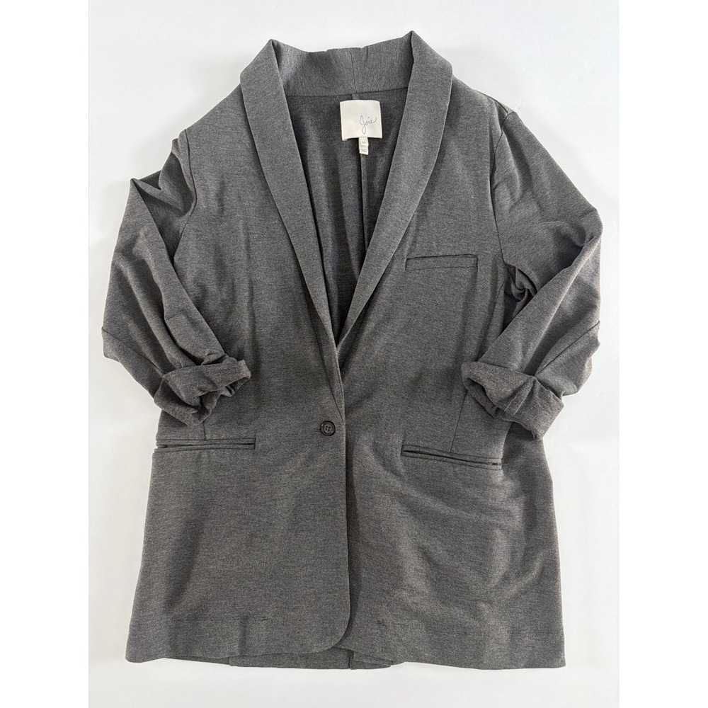 Joie Womens Gray Knit Shawl Lapel Single Button Blazer Jacket Size M Charcoal